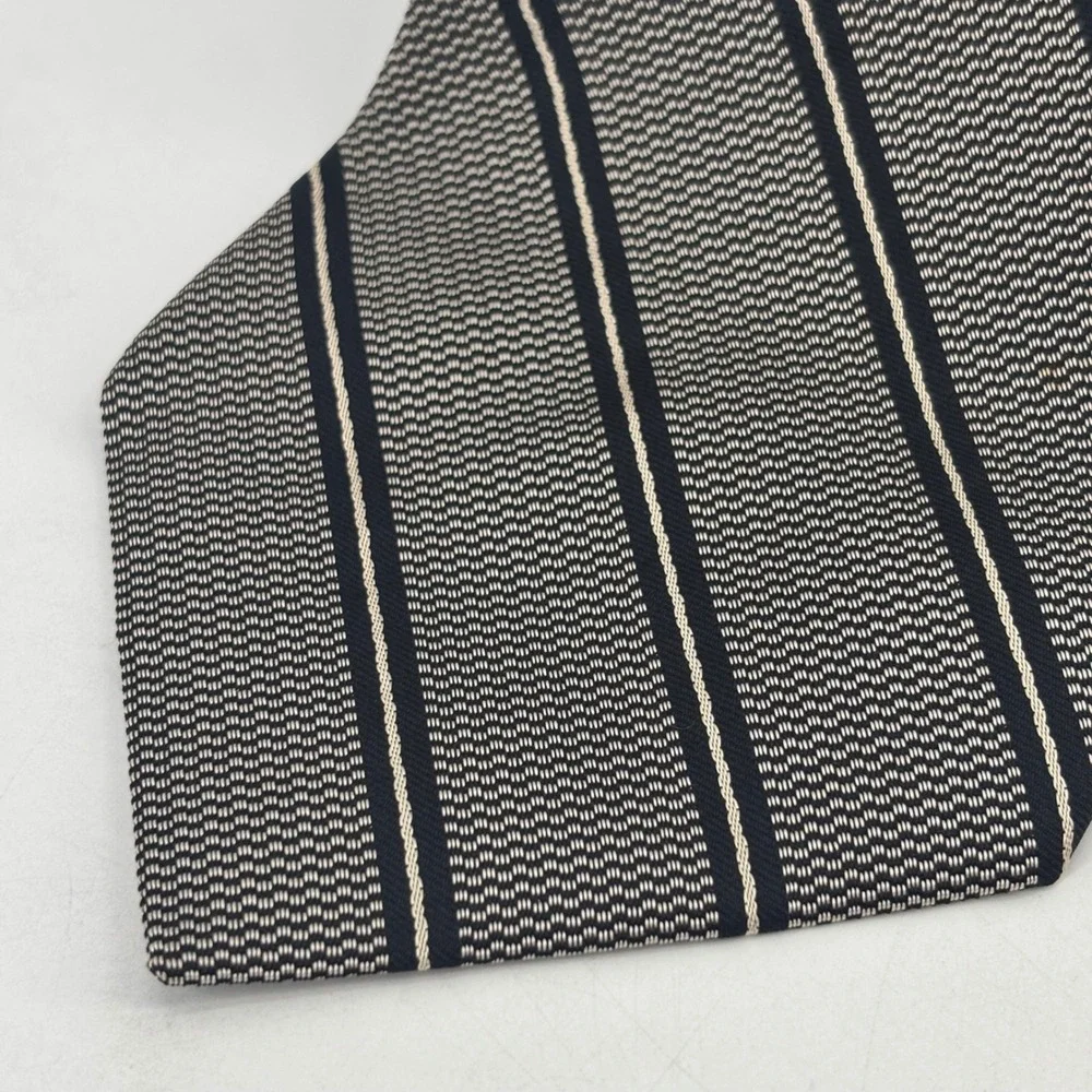 Polo Ralph Lauren Tie Mens OS Navy Blue Striped Silk Neiman Marcus USA Handmade